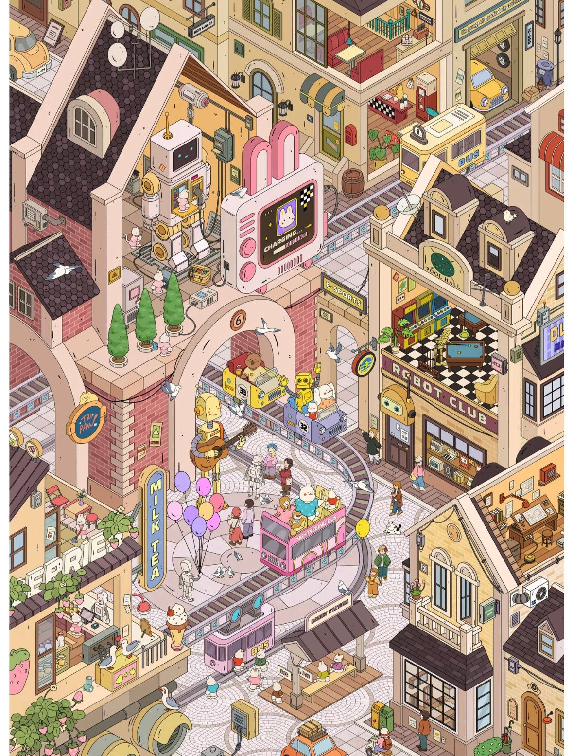 DIY mininature Scene Sticker TRIPAW Vol. 27 One City, One View Series Chinatown District Nordic Town Island Shore Town Mechanical Town - L 4