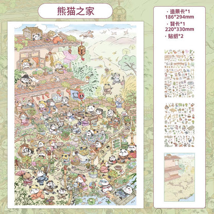 DIY mininature Scene Sticker TieShenMeTie Classic Little Flower Series Vol. 1 Back Garden + Free Café Little Bear Teahouse + Panda Home - L 5