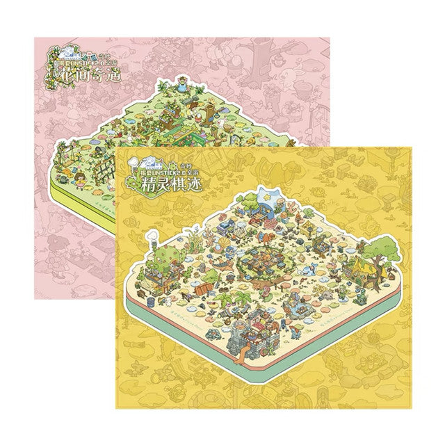 DIY mininature Scene Sticker UNSTICK Vol. 2 Wonderful Board Game Series Elf Chess Trails Adventure Among Flowers - L 1