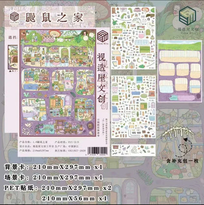 DIY mininature Scene Sticker Vista Hive Vol. 1 Mole’s Home Afternoon Art Studio Mountain City Food Market Quiet Castle - L 3