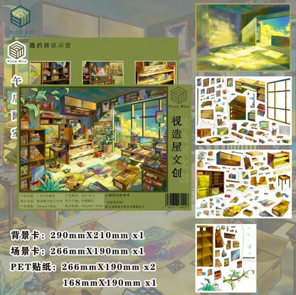 DIY mininature Scene Sticker Vista Hive Vol. 1 Mole’s Home Afternoon Art Studio Mountain City Food Market Quiet Castle - L 4