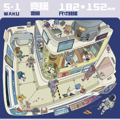 DIY mininature Scene Sticker WAKU Vol. 5 Starship Entry Station Deep Space Curio Shop Interstellar Tavern Nebula Hair Salon - M 1