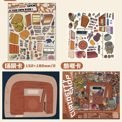 DIY mininature Scene Sticker WAKU Vol. 5 Starship Entry Station Deep Space Curio Shop Interstellar Tavern Nebula Hair Salon - M 8