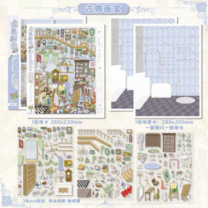 DIY mininature Scene Sticker WHITEEGGPLANT Vol. 14 Classical Luminous Series Art Studio Music Room - L 4
