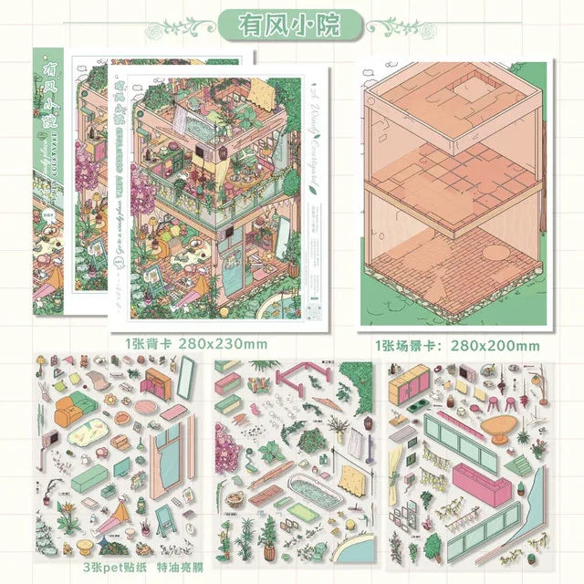 DIY mininature Scene Sticker WHITEEGGPLANT Vol. 15 Windy Courtyard Quirky Street - L 3