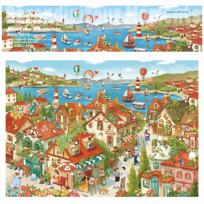 DIY miniature Scene Sticker Weather Family Weather Family Vol. 24 Encountering Time Sunny Town + Dawn Town - L 1