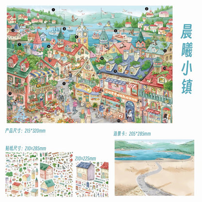 DIY miniature Scene Sticker Weather Family Weather Family Vol. 24 Encountering Time Sunny Town + Dawn Town - L 2
