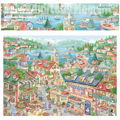 DIY miniature Scene Sticker Weather Family Weather Family Vol. 24 Encountering Time Sunny Town + Dawn Town - L 3