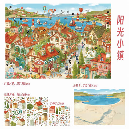 DIY miniature Scene Sticker Weather Family Weather Family Vol. 24 Encountering Time Sunny Town + Dawn Town - L 4