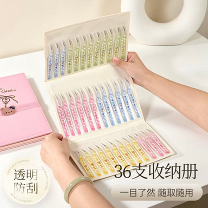 DIY miniature Scene Sticker Wkaka Wkaka 36-Slot Tweezer Storage Case Pink White - S 1