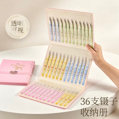 DIY miniature Scene Sticker Wkaka Wkaka 36-Slot Tweezer Storage Case Pink White - S 2