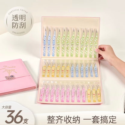 DIY miniature Scene Sticker Wkaka Wkaka 36-Slot Tweezer Storage Case Pink White - S 3