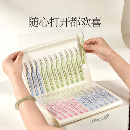 DIY miniature Scene Sticker Wkaka Wkaka 36-Slot Tweezer Storage Case Pink White - S 6