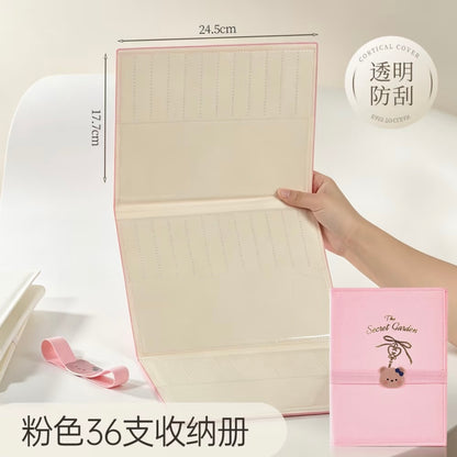 Wkaka 36-Slot Tweezer Storage Case Pink White