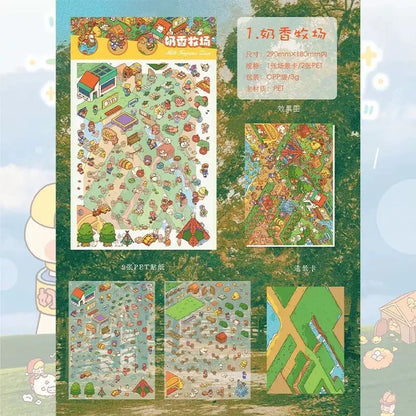 DIY mininature Scene Sticker Xiao Garden Vol. 11 Milky Town Series Milky Ranch Milky Farm The Great Gold Heist Milky Library - L 2