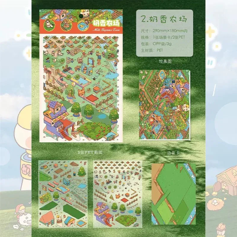 DIY mininature Scene Sticker Xiao Garden Vol. 11 Milky Town Series Milky Ranch Milky Farm The Great Gold Heist Milky Library - L 3