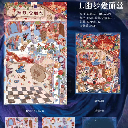 DIY mininature Scene Sticker Xiao Garden Vol. 13 Fairy Tale Dreamland Dreamy Alice Strolling Town Seaside Vacation Warm Moments - L 2