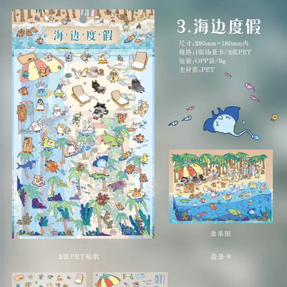DIY mininature Scene Sticker Xiao Garden Vol. 13 Fairy Tale Dreamland Dreamy Alice Strolling Town Seaside Vacation Warm Moments - L 4