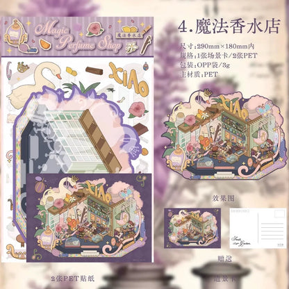 DIY mininature Scene Sticker Xiao Garden Vol. 14 Romantic Ballads Vintage Dollhouse Botanist Apple Cottage Magic Perfume Shop - L 5