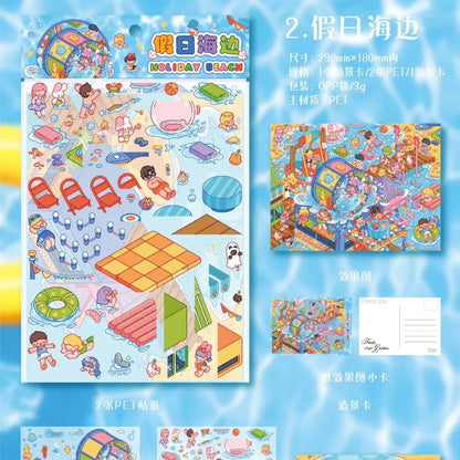DIY mininature Scene Sticker Xiao Garden Vol. 18 Milky Cloudland Series Feather of Weather Holiday Seaside Milky Village Milky Town - L 3