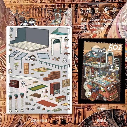 DIY mininature Scene Sticker Xiao Garden Vol. 23 Journey Traces Series  4-Pack Set - M 4
