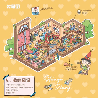 DIY mininature Scene Sticker Xiao Garden Vol. 25 Cornerlight Collection Dream Stacking Cubes Butterfly Wing Cottage Plop Kitchen Storage Diary - M 4