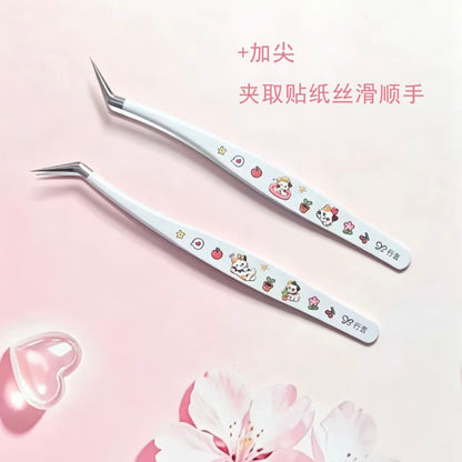 DIY miniature Scene Sticker  Tweezers Vol. 3 Angled Tip Tweezers Curved Tip Tweezers - L 2