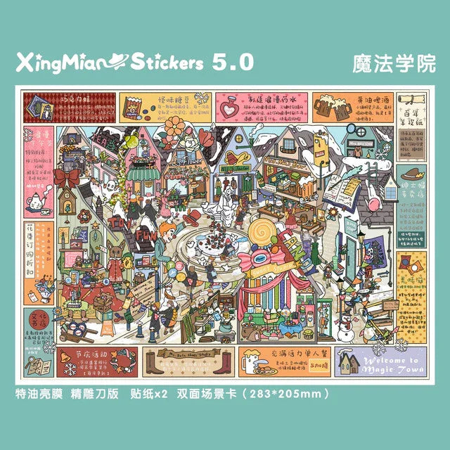 DIY mininature Scene Sticker TISPA Meow Cottage Seaside Resort Capybara Bubble Hot Spring Mexican Taco Shop New Year Cottage - M 4
