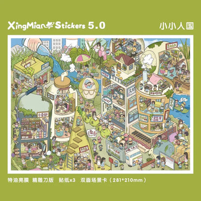 DIY mininature Scene Sticker TISPA Meow Cottage Seaside Resort Capybara Bubble Hot Spring Mexican Taco Shop New Year Cottage - M 6