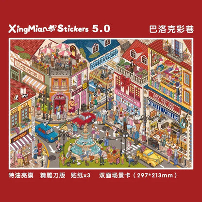 DIY mininature Scene Sticker TISPA Meow Cottage Seaside Resort Capybara Bubble Hot Spring Mexican Taco Shop New Year Cottage - M 8
