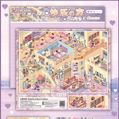 DIY mininature Scene Sticker Mood & Culture Vol. 1 Village Beneath the Snow Mountain Happy E-Home Living Room + Flower Shop + Bakery + Vegetable Shop + Fruit Shop - L 3