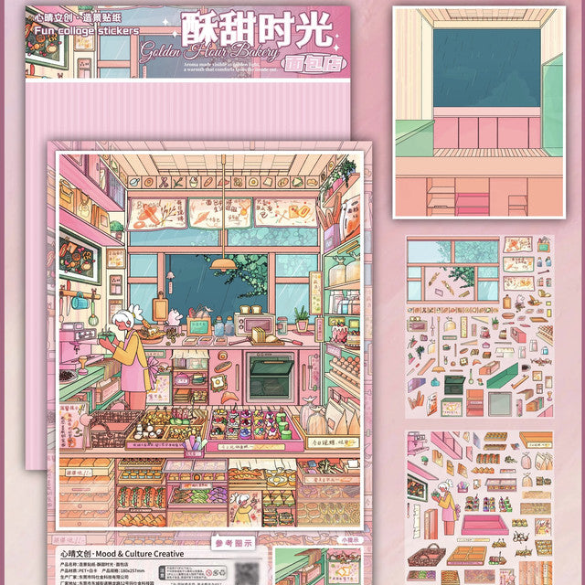 DIY mininature Scene Sticker Mood & Culture Vol. 1 Village Beneath the Snow Mountain Happy E-Home Living Room + Flower Shop + Bakery + Vegetable Shop + Fruit Shop - L 6