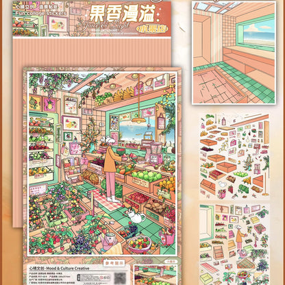DIY mininature Scene Sticker Mood & Culture Vol. 1 Village Beneath the Snow Mountain Happy E-Home Living Room + Flower Shop + Bakery + Vegetable Shop + Fruit Shop - L 8