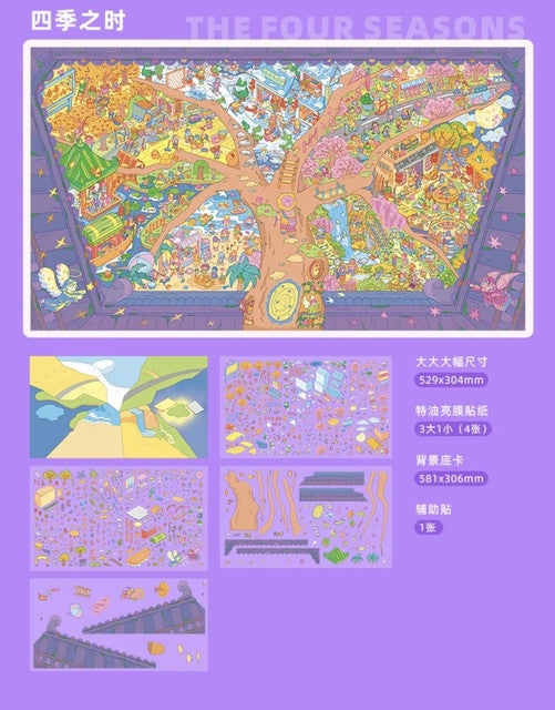 DIY mininature Scene Sticker PIXZOO Vol. 1 Diverse Lives The Four Seasons - XL 3