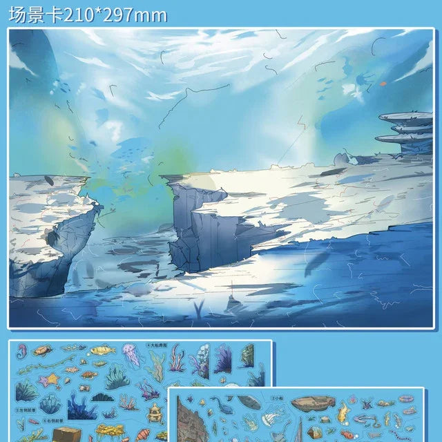 DIY mininature Scene Sticker XIWANG Vol. 1 Xiwang Antique Shop Shark Adventure - L 4