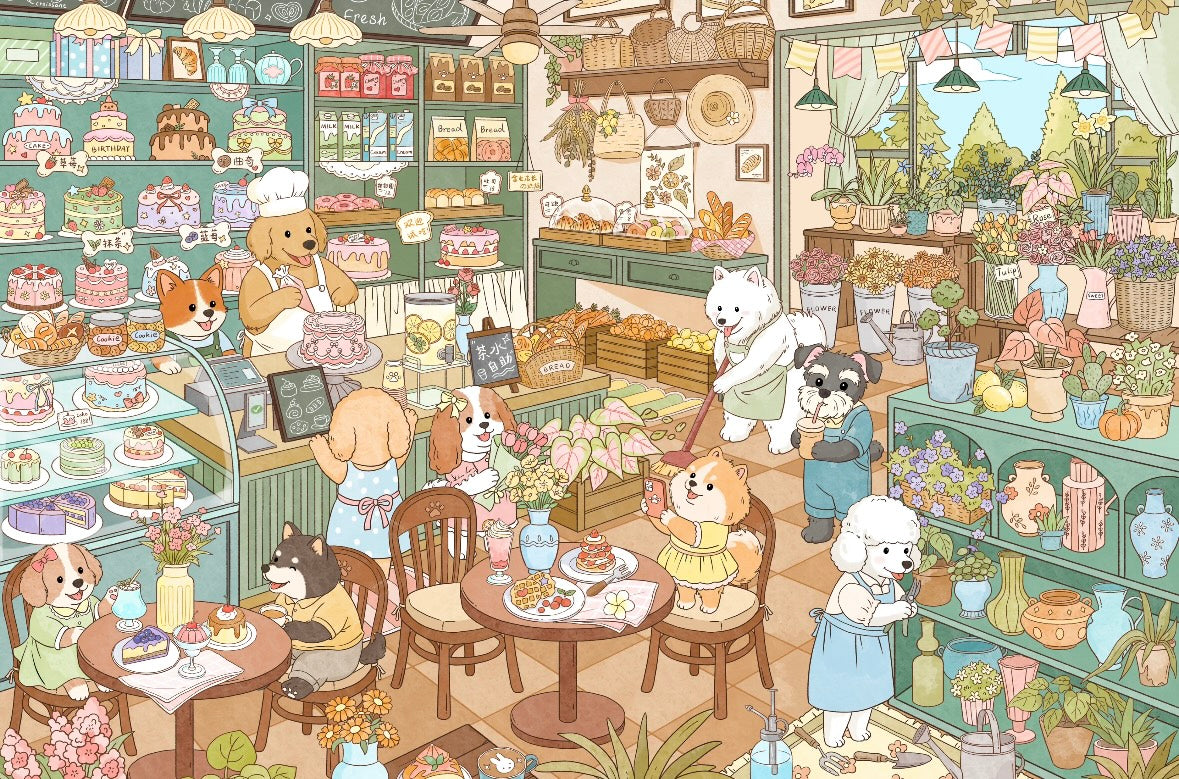 DIY miniature Scene Sticker Starshaped candies Starshaped candies Vol. 3 Dog Flower Shop Cat Grocery Store - M 3