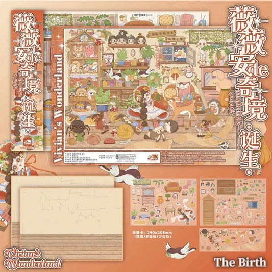 DIY mininature Scene Sticker Xiang Yu Vol. 6 Birth Dream Birthday Peach Blossom Paradise - L 1