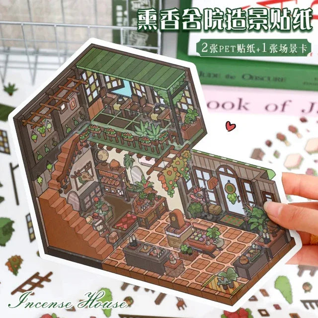 DIY mininature Scene Sticker YiLan Vol. 52 Incense Courtyard Rose Cottage - L 3