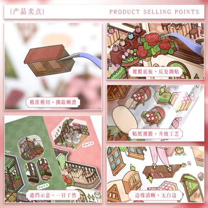 DIY mininature Scene Sticker YiLan Vol. 52 Incense Courtyard Rose Cottage - L 4