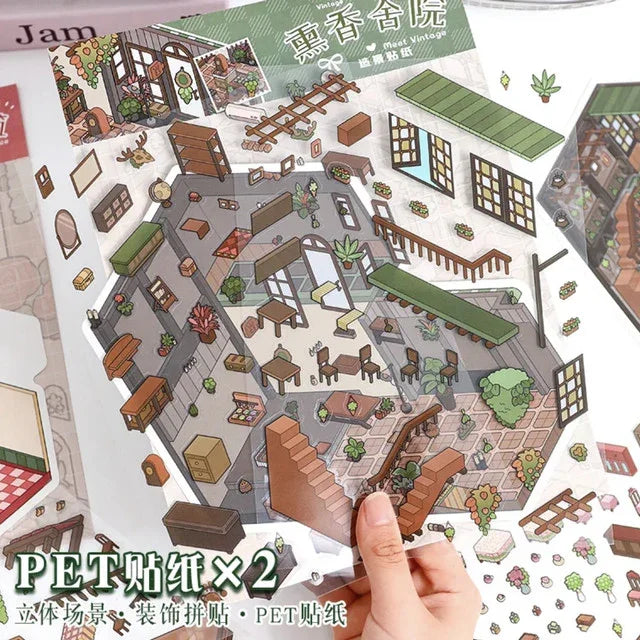 DIY mininature Scene Sticker YiLan Vol. 52 Incense Courtyard Rose Cottage - L 5