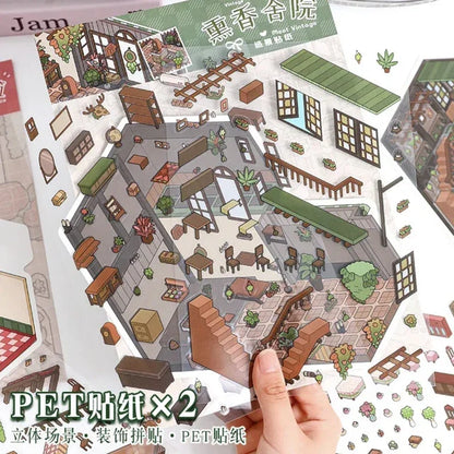 DIY mininature Scene Sticker YiLan Vol. 52 Incense Courtyard Rose Cottage - L 5