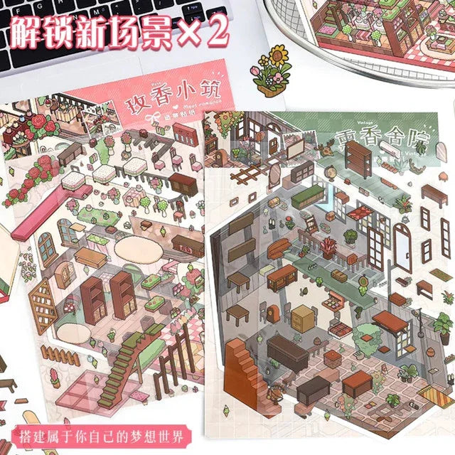 DIY mininature Scene Sticker YiLan Vol. 52 Incense Courtyard Rose Cottage - L 6