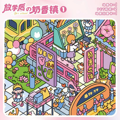 DIY mininature Scene Sticker YiLan Vol. 96 Milky Series After School Town 1 After School Town 2 After School Town Folded Version - XL 2