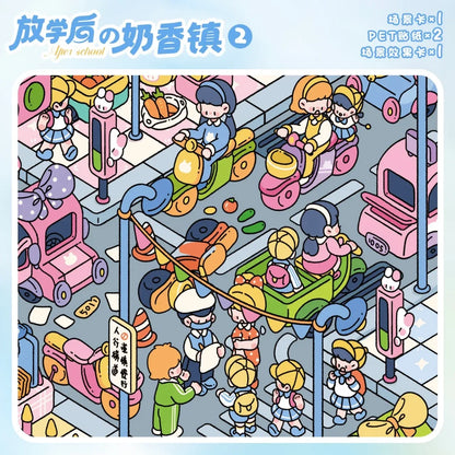 DIY mininature Scene Sticker YiLan Vol. 96 Milky Series After School Town 1 After School Town 2 After School Town Folded Version - XL 4