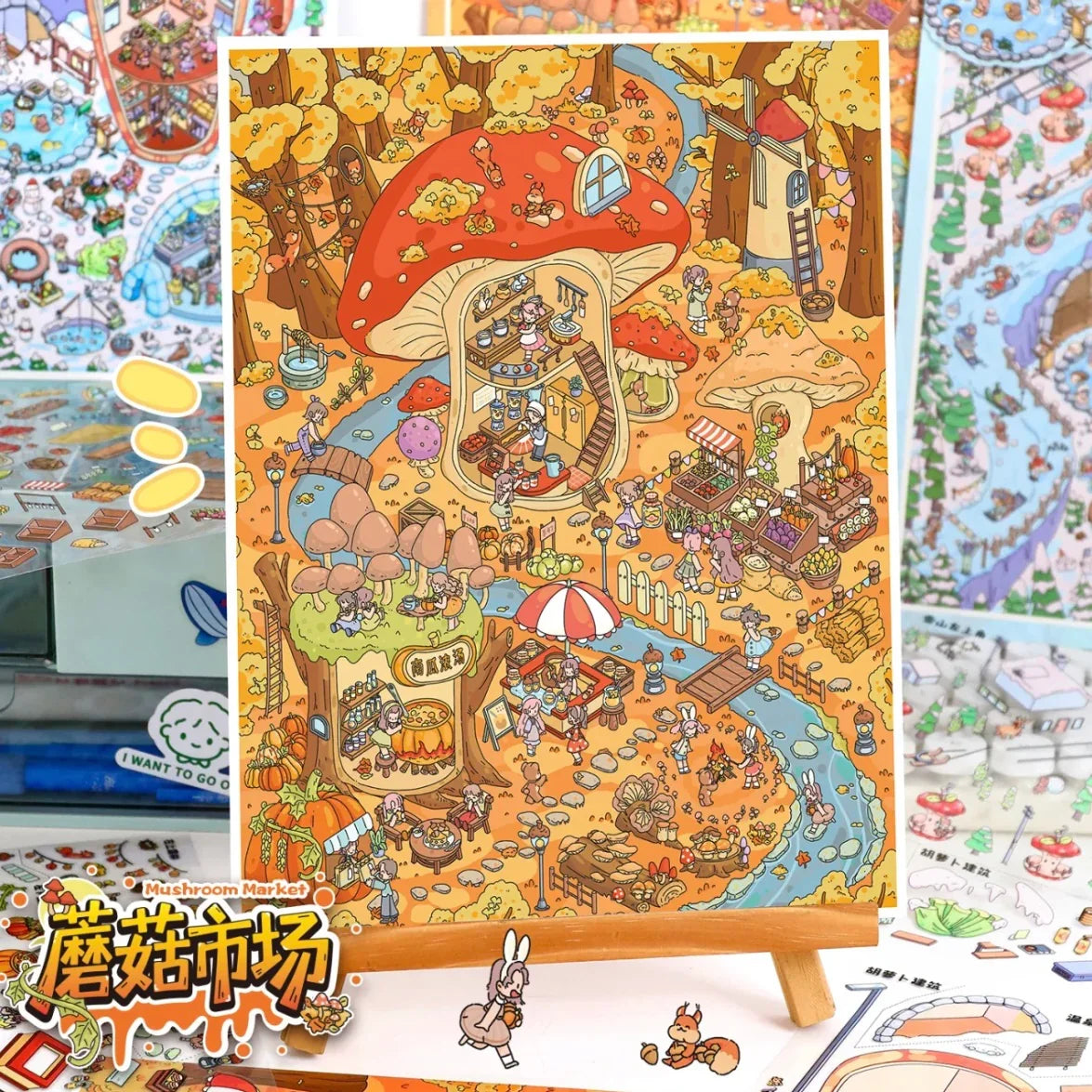 Vol. 104 Autumn Winter Series Mushroom Market Hot Spring Town - L