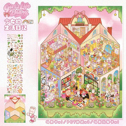 DIY mininature Scene Sticker YiLan Vol. 108 Stair Town Girl’s Life Diary - L 5