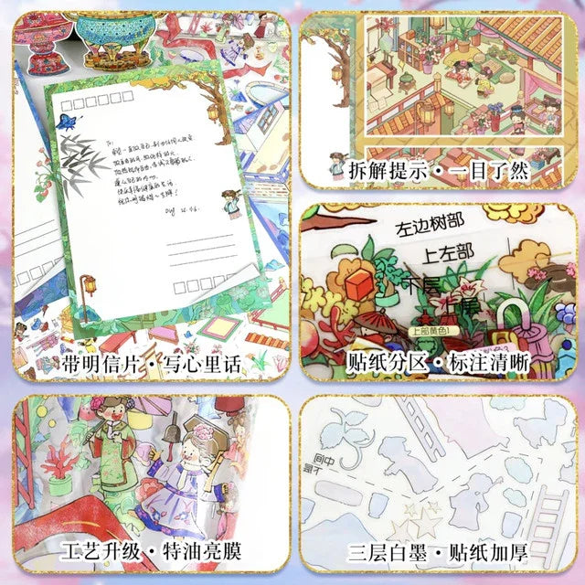 DIY mininature Scene Sticker YiLan Vol. 109 Artifact Restoration Duo Famille Rose Incense Burner Gold-Inlaid Ear Censer - L 5