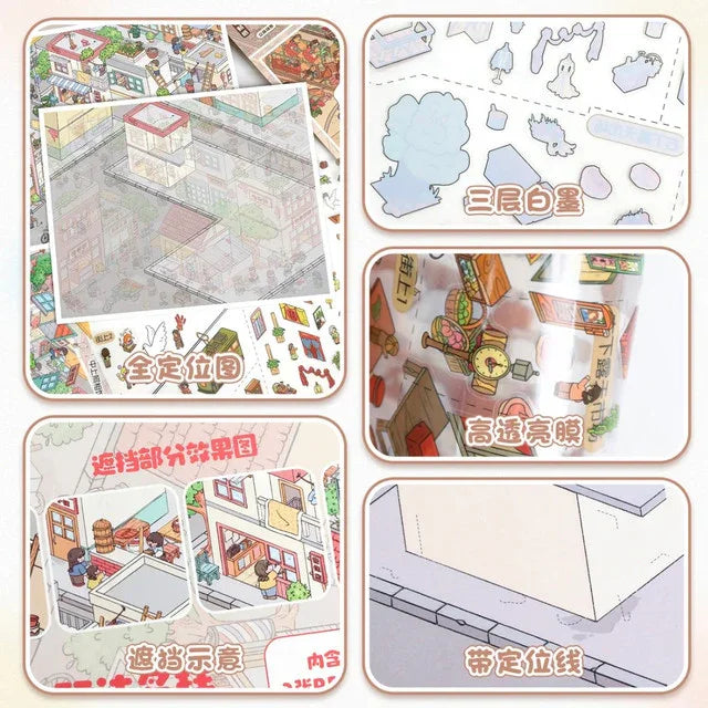 DIY mininature Scene Sticker YiLan Vol. 113 Retro Street 80s–90s Street Classic Old Street - L 7