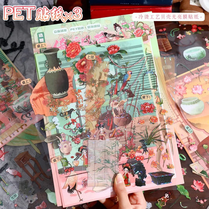 DIY mininature Scene Sticker YiLan Vol. 116 Listening to Lotus Breeze Phoenix Sunset - L 2