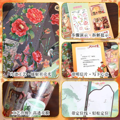 DIY mininature Scene Sticker YiLan Vol. 116 Listening to Lotus Breeze Phoenix Sunset - L 3